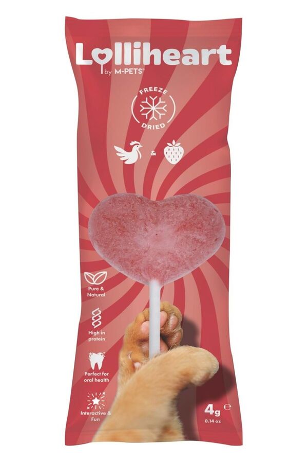 M-Pets Lolliheart Tavuklu ve Çilekli Kedi Ödülü 4gr