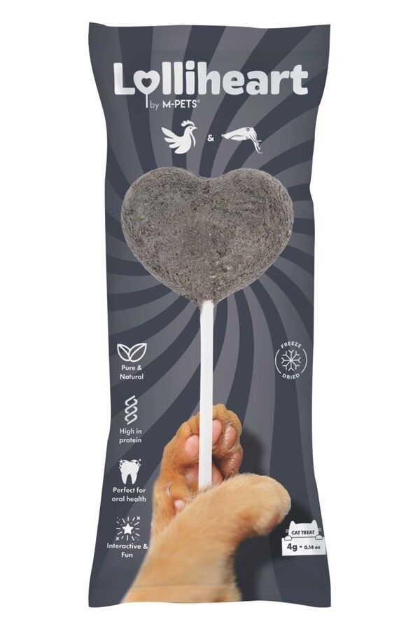 M-Pets Lolliheart Tavuklu ve Mürekkep Balıklı Kedi Ödülü 4gr