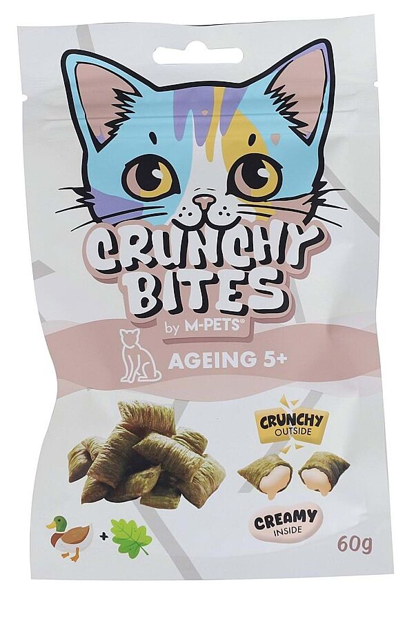 M-Pets Crunchy Bites Ageing 5+ Fonksiyonel Ördekli ve Kedi Otlu Kedi Ödülü 60gr - 1