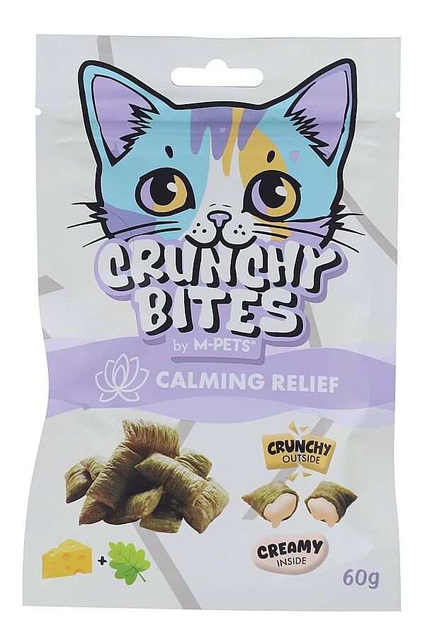 M-Pets Crunchy Bites Sakinleştirici Etkili Peynirli ve Kedi Otlu Kedi Ödülü 60gr - 1