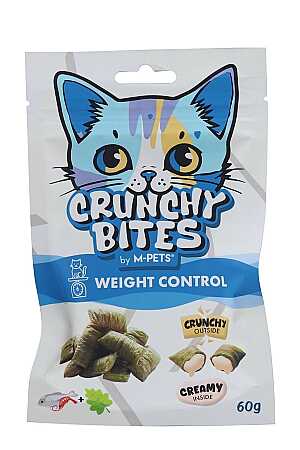 M-Pets Crunchy Bites Kilo Kontrolü İçin Deniz Mahsüllü ve Kedi Otlu Kedi Ödülü 60gr