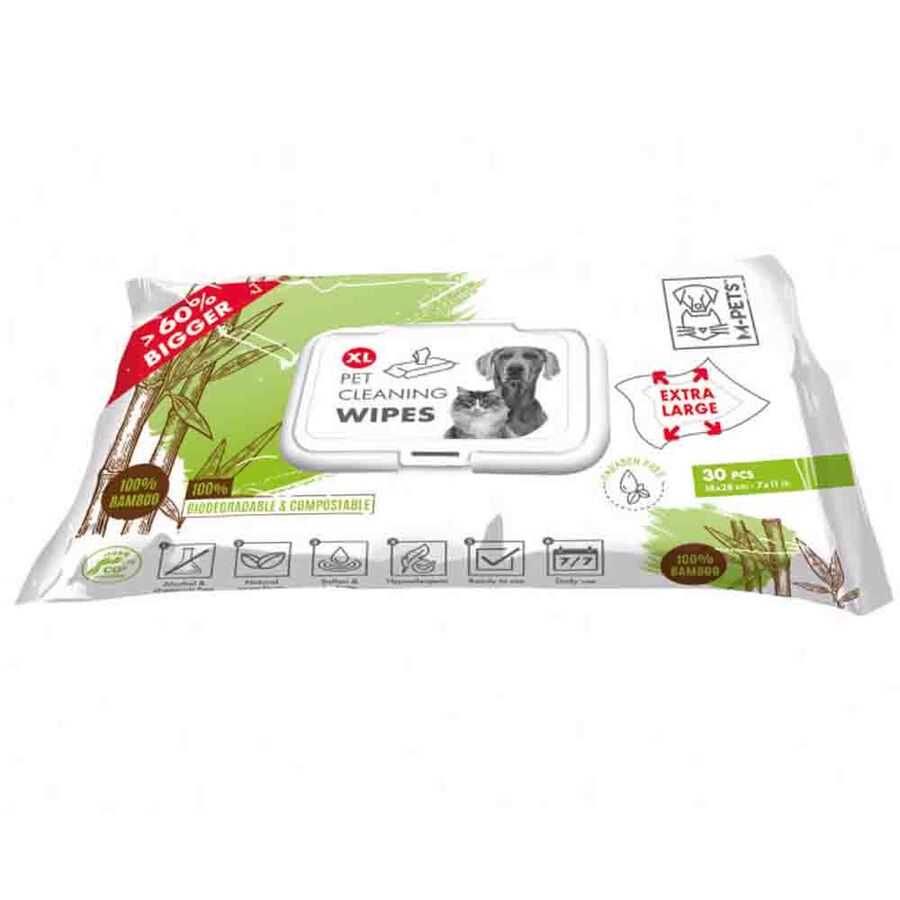 M-Pets Bamboo Kedi ve Köpekler İçin Temizleme Mendili XL 30lu  M-Pets Bamboo Kedi ve Köpekler İçin Temizleme Mendili XL 30lu