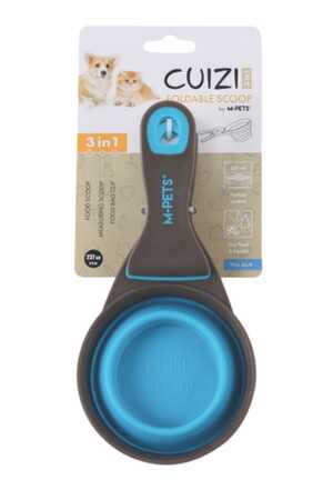 M-Pets Cuizi 3in1 Fonksiyonel Mama Ölçü Kabı 237ml Mavi - Thumbnail