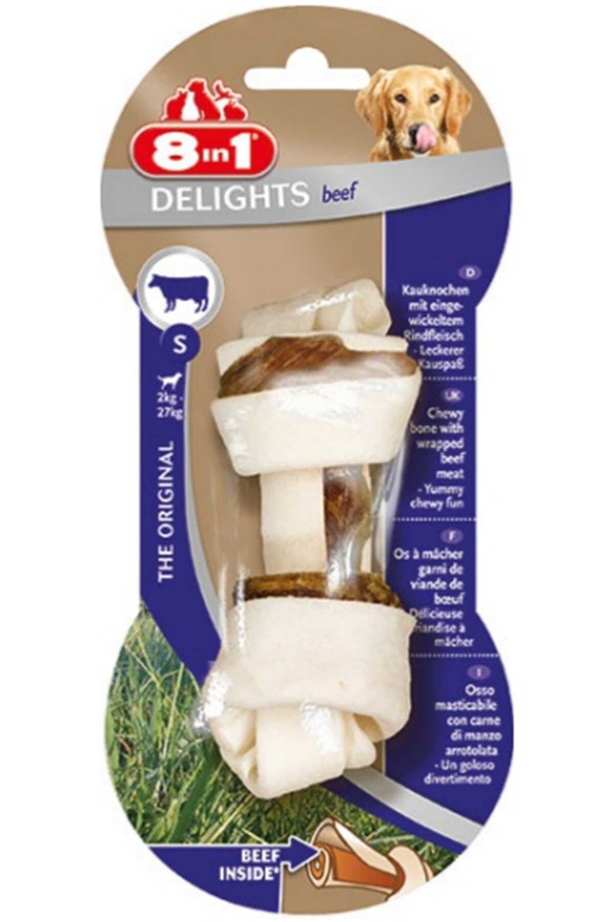 8in1 Delights Bones Köpekler için Biftekli Ödül Kemiği (S) 35gr