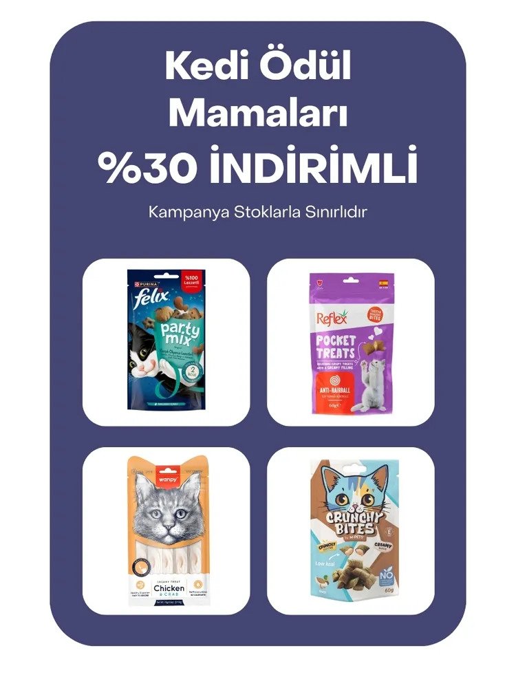 Kedi ödül mamaları %30 indirimli