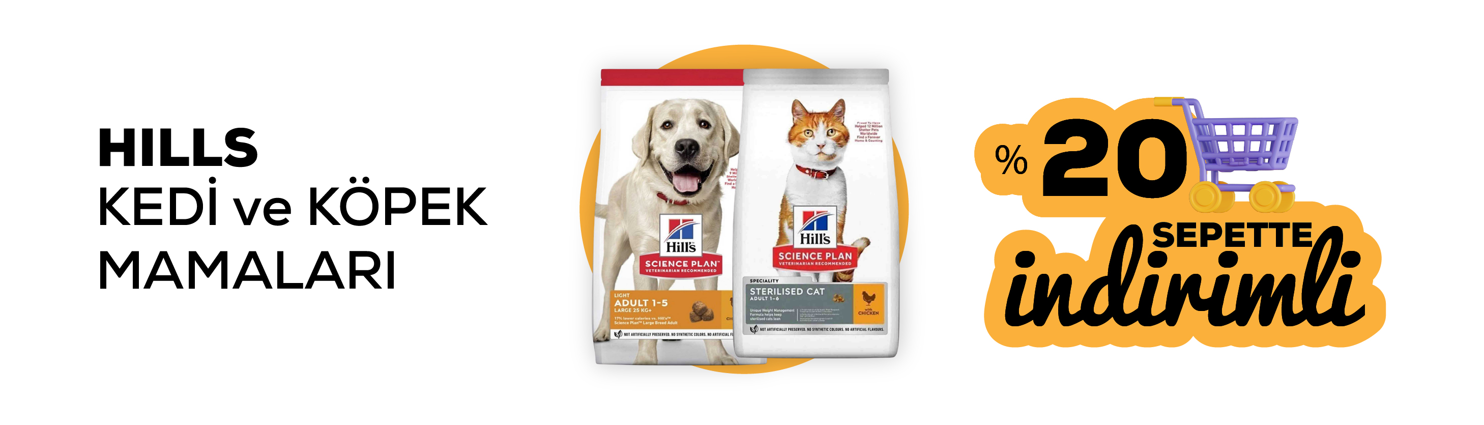 Hills kedi ve köpek mamaları %20 indirimli