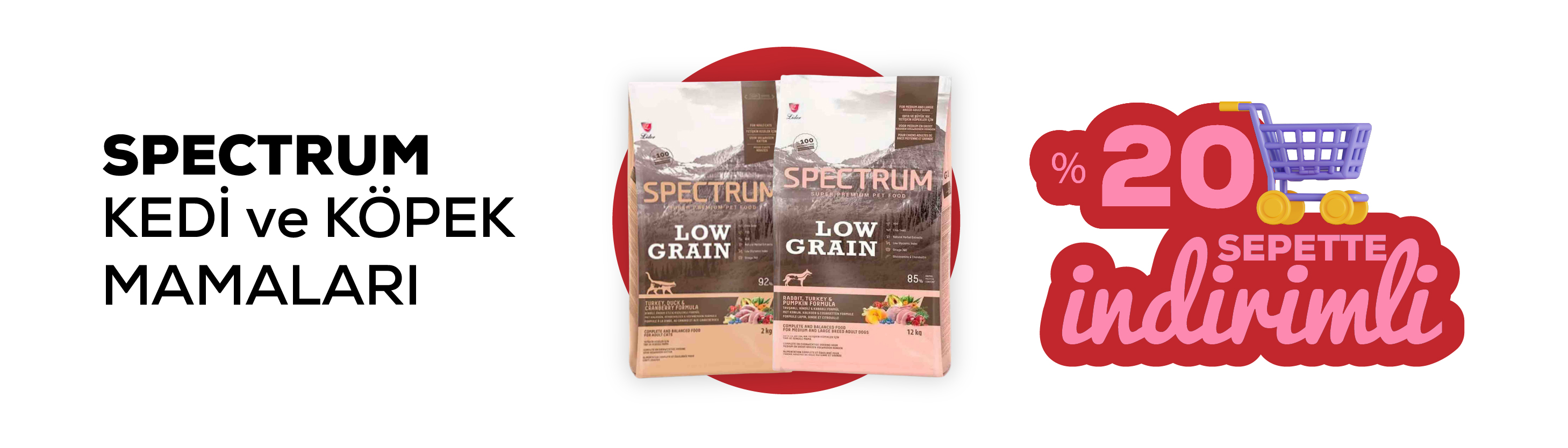 Spectrum kedi ve köpek mamaları %20 indirimli