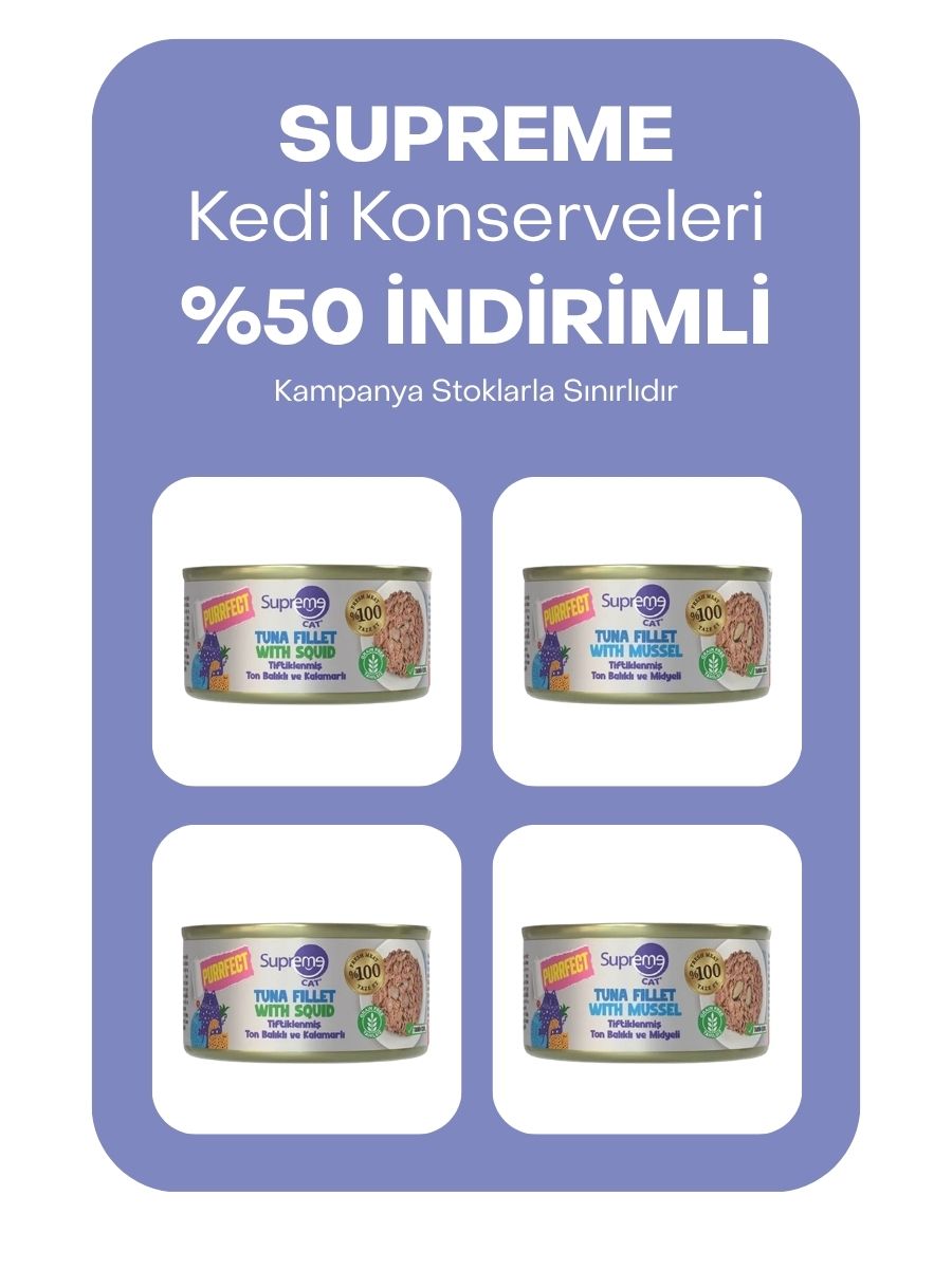 Supreme kedi konserveleri %50 indirimli