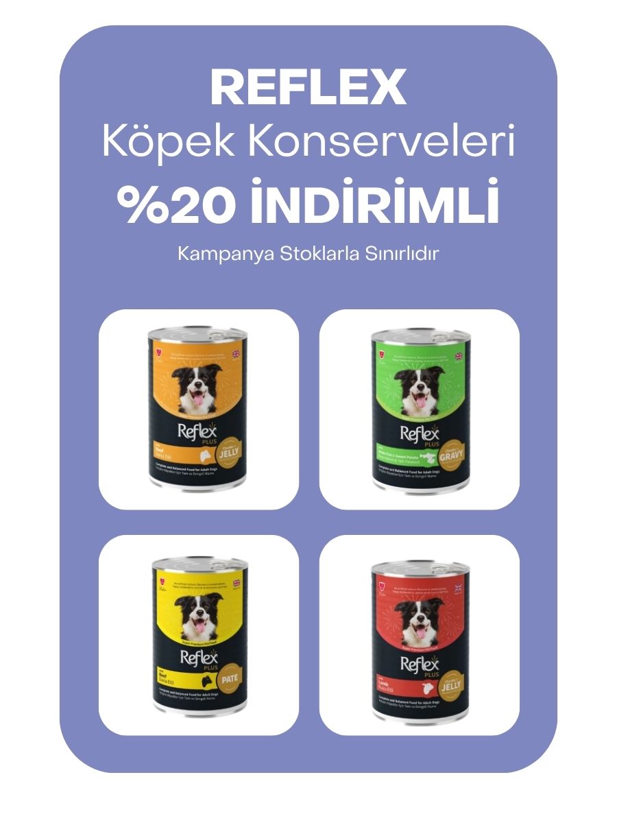 Reflex köpek konserveleri %20 indirimli