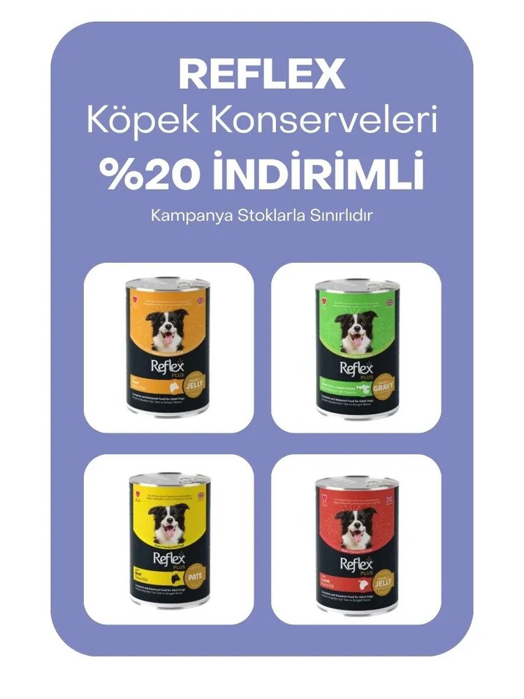 Reflex köpek konserveleri %20 indirimli