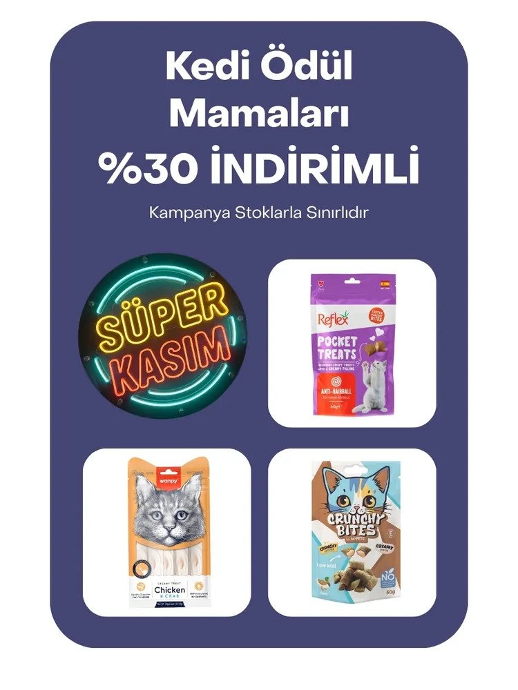 Kedi ödül mamaları %30 indirimli