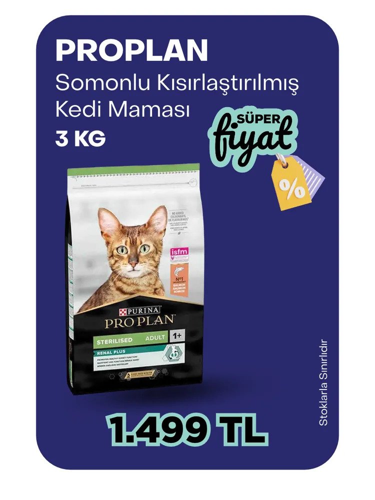ProPlan Somonlu Kısır Kedi Maması 3kg süper fiyat
