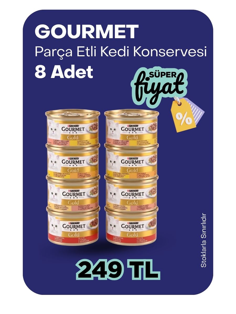 Gourmet parça etli kedi konservesi süper fiyat