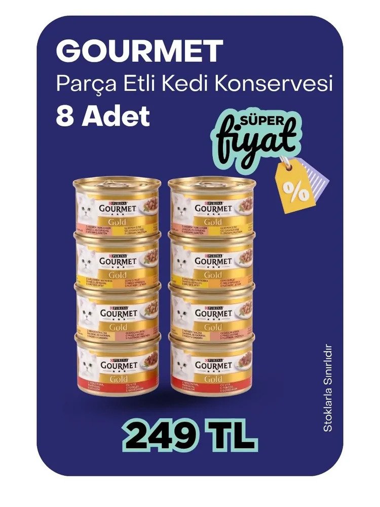 Gourmet parça etli kedi konservesi süper fiyat