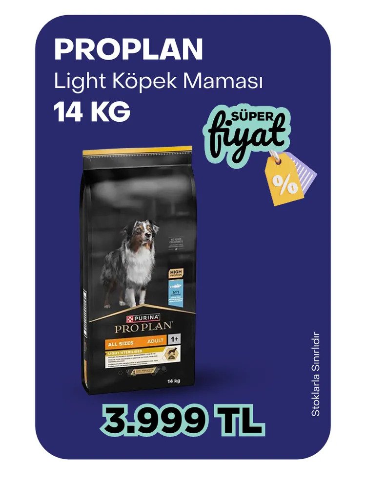Proplan 14kg light köpek maması 3999tl
