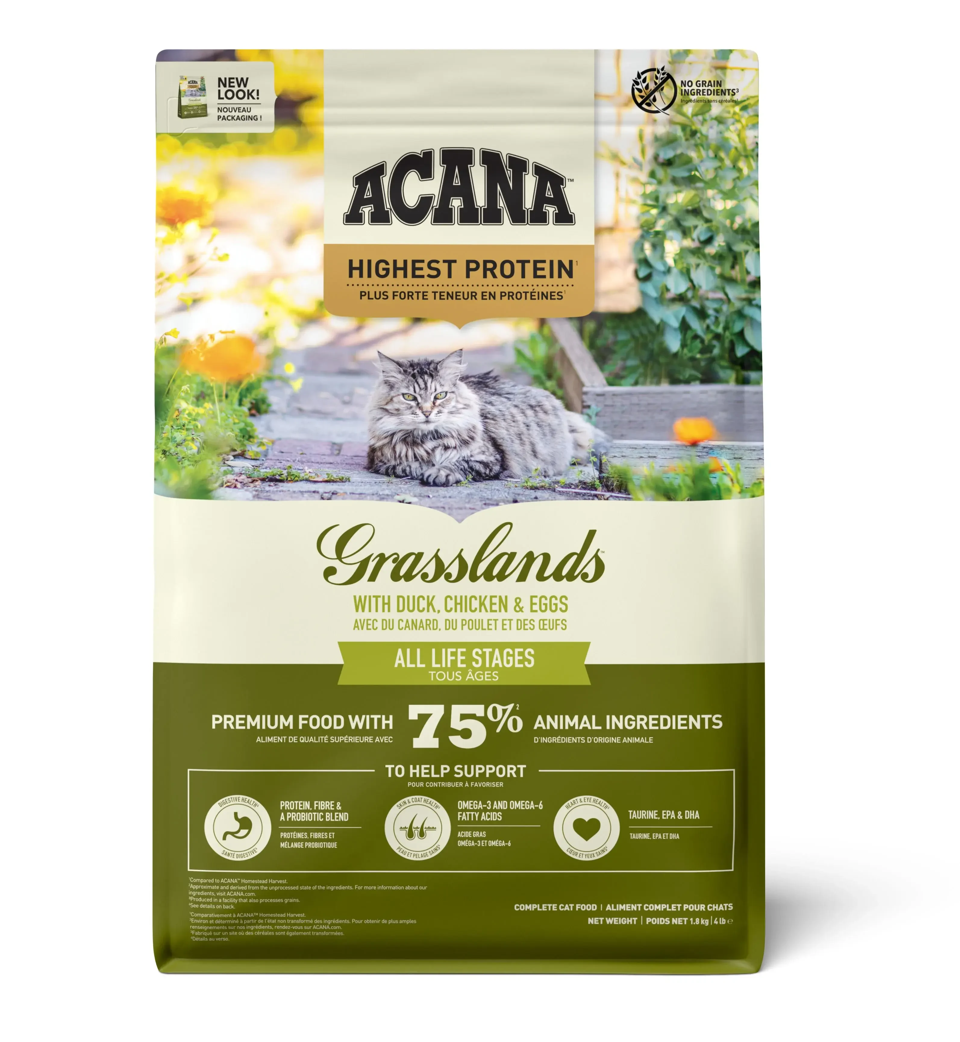 ACANA - Acana Grasslands Kümes Hayvanlı Tüm Irk ve Yaşam Evreleri için Kedi Maması 1,8kg