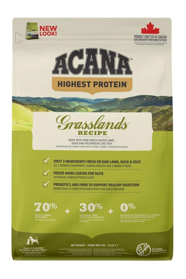 Acana Grasslands Tahılsız Ördek ve Balıklı Yetişkin Köpek Maması 2kg
