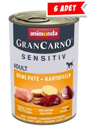 ANIMONDA - Animonda Gran Carno Sensitive Hindili Ve Patatesli Yetişkin Köpek Konservesi 6x400gr 6lı ANIMONDA - Animonda Gran Carno Sensitive Hindili Ve Patatesli Yetişkin Köpek Konservesi 6x400gr 6lı