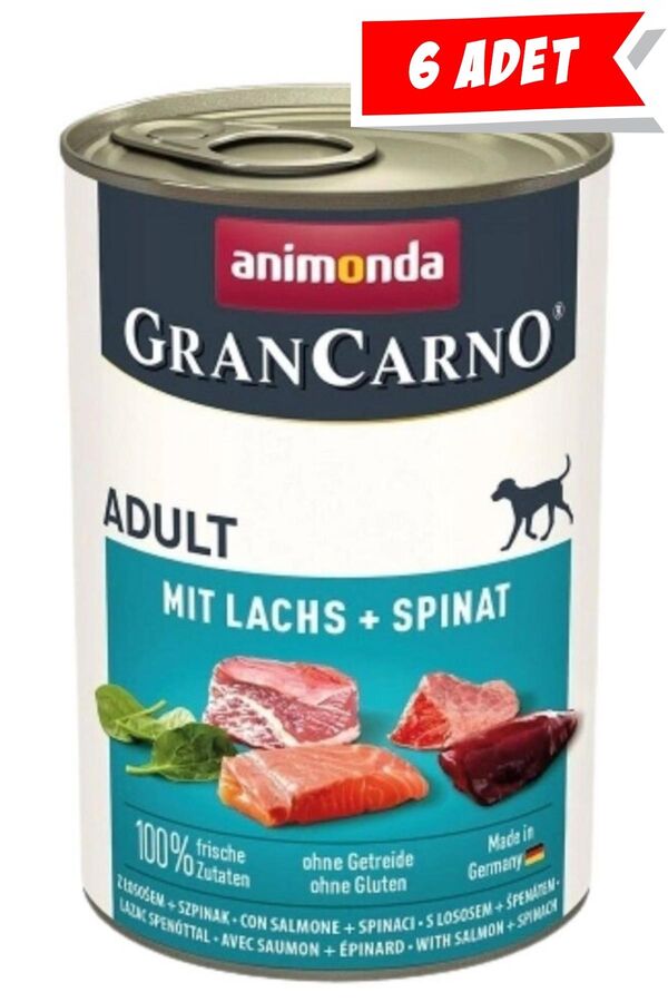 Animonda Gran Carno Adult Somonlu ve Ispanaklı Yetişkin Köpek Konservesi 400gr 6lı Animonda Gran Carno Adult Somonlu ve Ispanaklı Yetişkin Köpek Konservesi 400gr 6lı