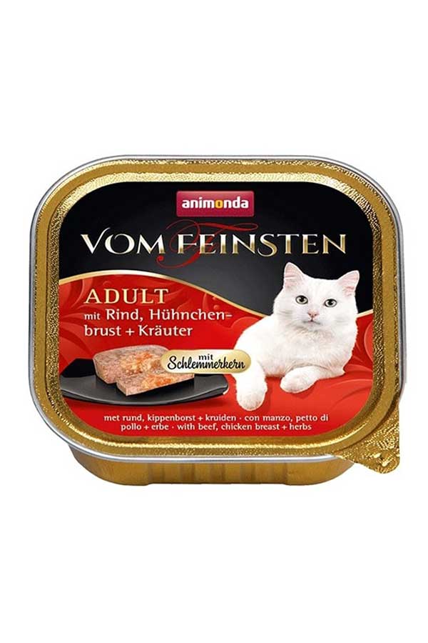 Animonda Vom Feinsten Sığır Etli, Tavuk ve Otlu Yetişkin Kedi Konservesi 100gr