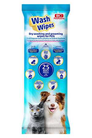 BIO PETACTIVE - Bio PetActive Wash Wipes Kuru Yıkama Ve Bakım Havlusu 
