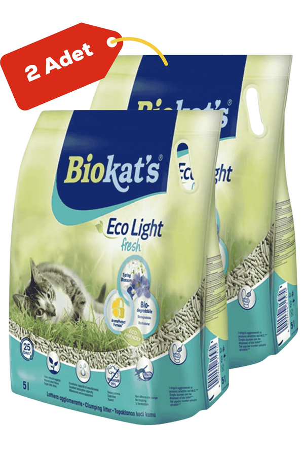 Biokats Eco Light Fresh Spring Blossom Bahar Çiçeği Kokulu Pelet Kedi Kumu 2x5lt