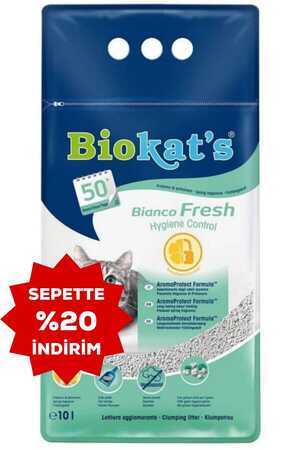Biokats Bianco Fresh Topaklanan Hijyen Kontrollü Kedi Kumu 10lt - Thumbnail