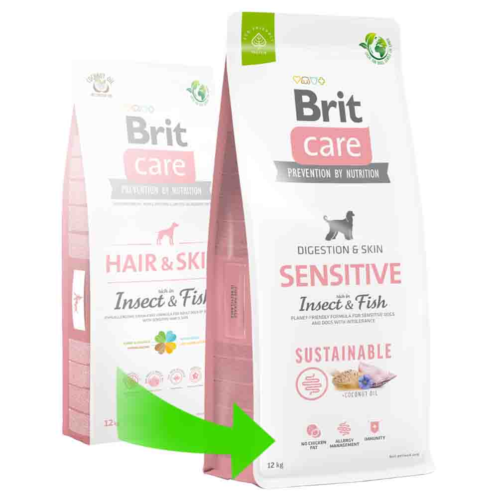 Brit Care Sensitive Digeston & Skin Balıklı Larvalı Yetişkin Köpek Maması 12kg