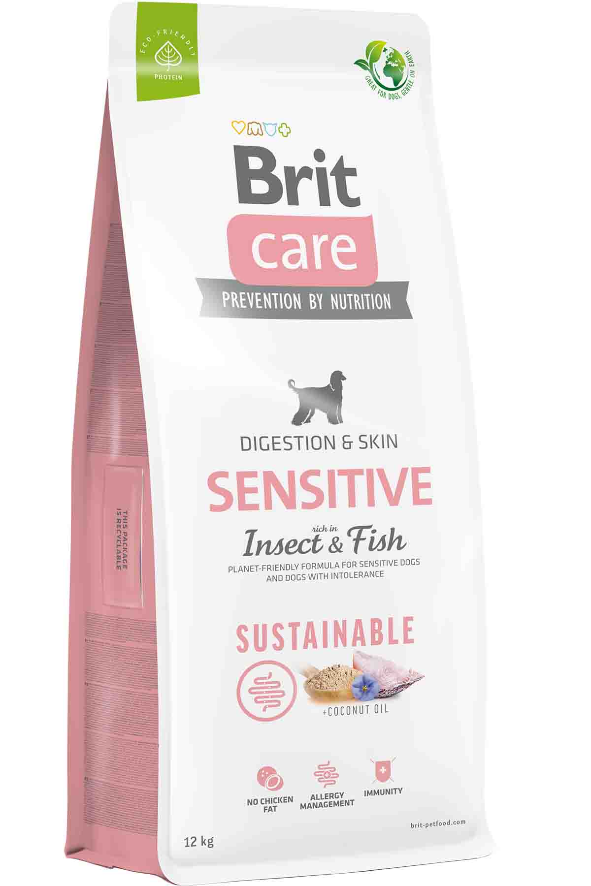 Brit Care Sensitive Digeston & Skin Balıklı Larvalı Yetişkin Köpek Maması 12kg