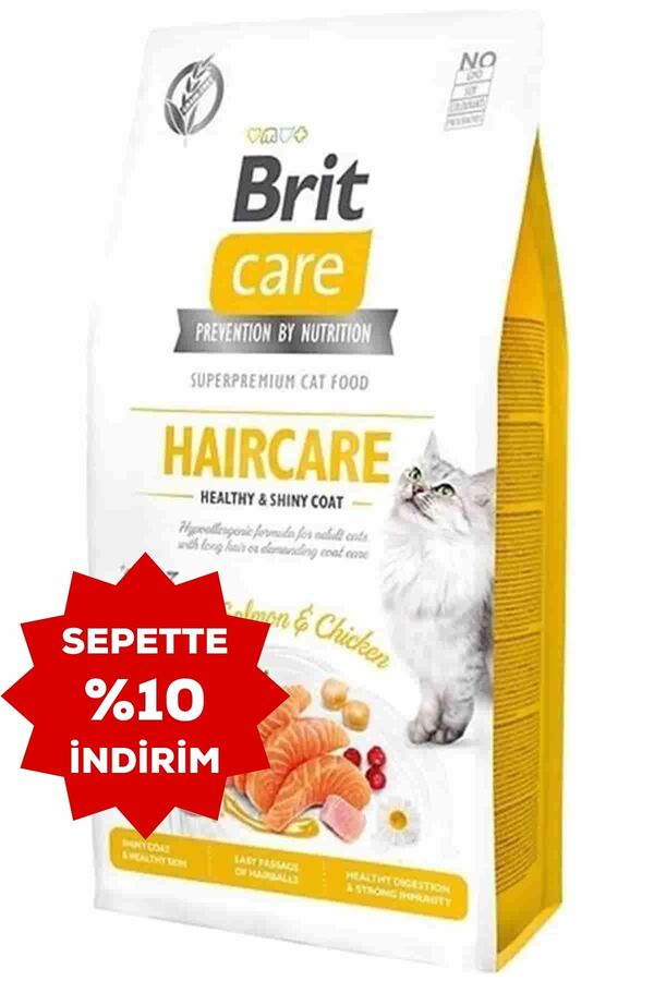 Brit Care Haircare Deri ve Tüy Sağlığı için Tahılsız Tavuk ve Somonlu Yetişkin Kedi Maması 7kg