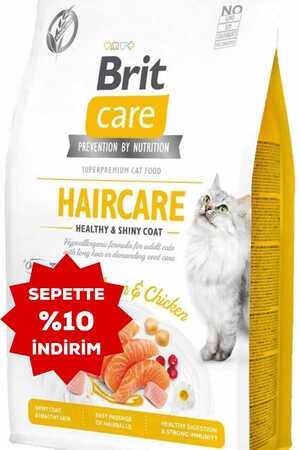 Brit Care Haircare Deri ve Tüy Sağlığı için Tahılsız Tavuk ve Somonlu Yetişkin Kedi Maması 2kg