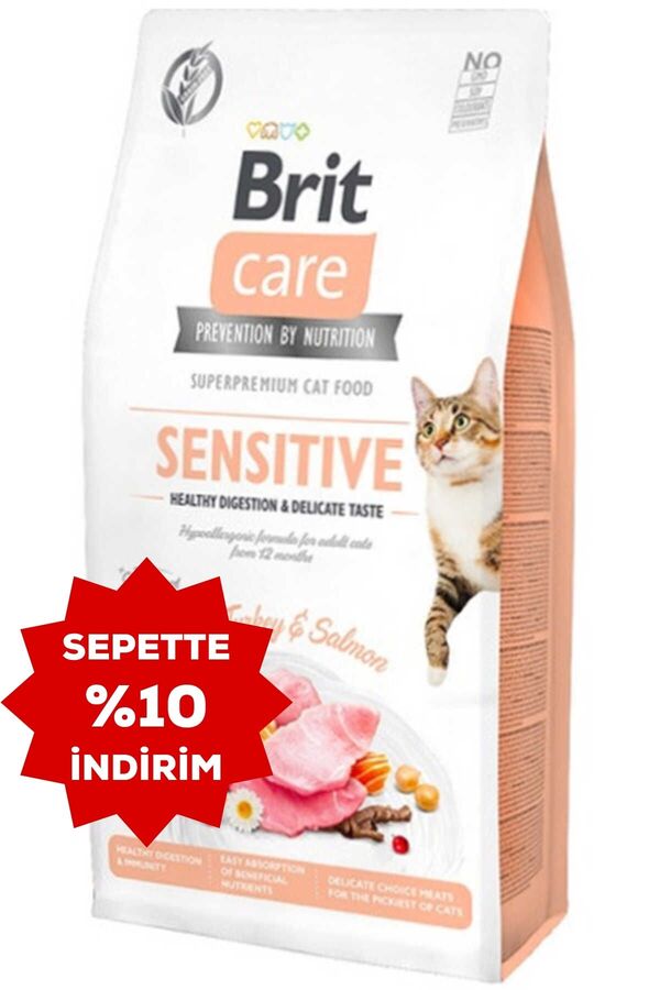 Brit Care Hassas Kediler İçin Hindi ve Somonlu Yetişkin Kedi Maması 2kg