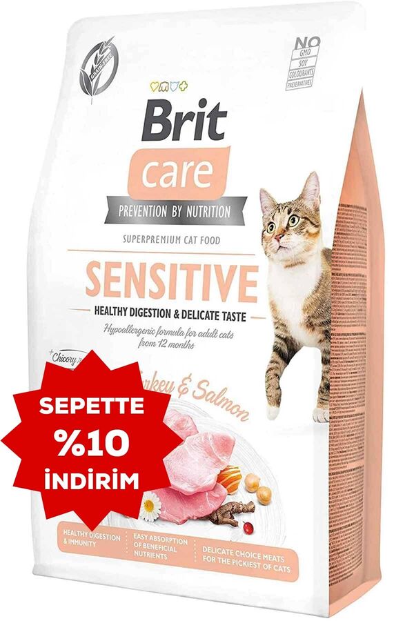 Brit Care Hassas Mideli Kediler İçin Hindili ve Somonlu Yetişkin Kedi Maması 7kg