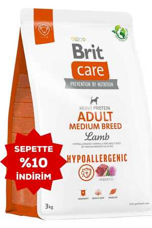 Brit Care Mono Protein Hipoalerjenik Kuzu Etli Orta Irk Yetişkin Köpek Maması 3kg