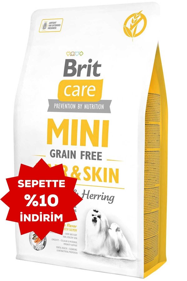 Brit Care Mini Hair&Skin Tahılsız Somon ve Ringa Balıklı Küçük Irk Yetişkin Köpek Maması 2kg