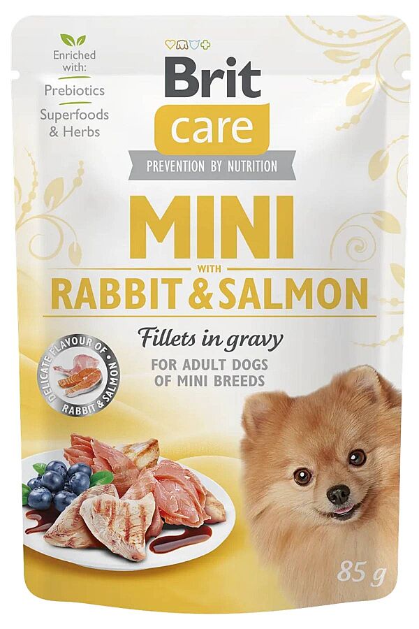 Brit Care Sos İçinde Tavşanlı ve Somon Balıklı Küçük Irk Yetişkin Köpekler İçin Fileto Parçaları 85gr - 1