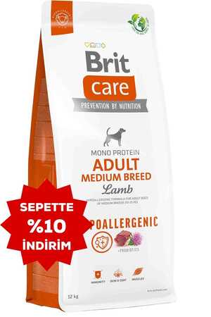 Brit Care Mono Protein Hipoalerjenik Kuzu Etli Orta Irk Yetişkin Köpek Maması 12kg