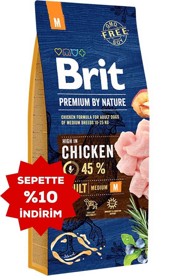 Brit Premium by Nature Adult Tavuklu Orta Irk Yetişkin Köpek Maması 15kg