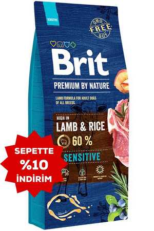 BRIT - Brit Premium by Nature Kuzu Etli Ve Pirinçli Hassas Yetişkin Köpek Maması 15kg