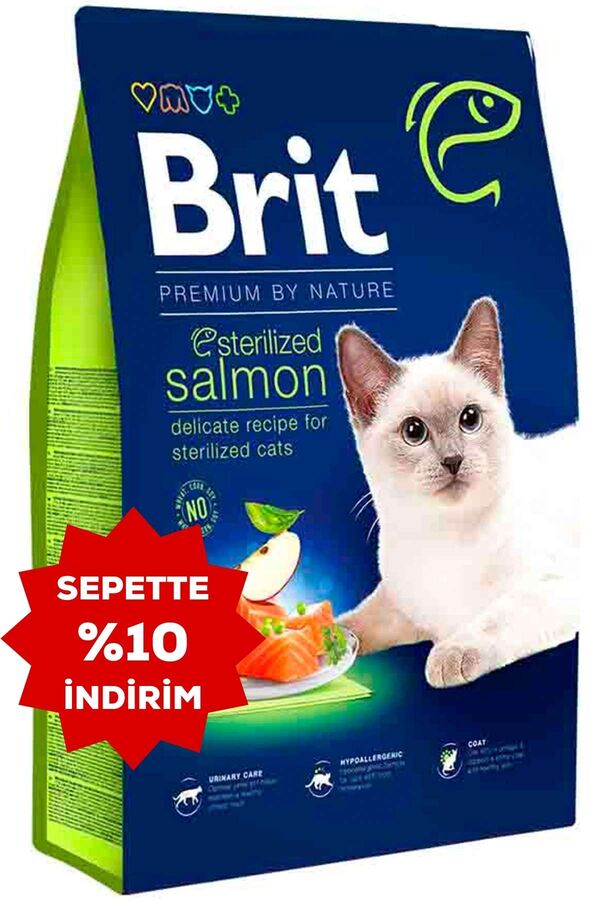 Brit Premium Somonlu Kısırlaştırılmış Kedi Maması 8kg