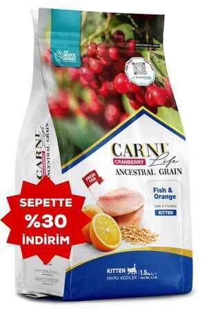 Carni Life Cranberry Ancestral Grain Balık ve Portakal Yavru Kedi Maması 1,5kg - Thumbnail