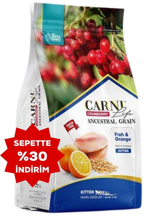 Carni Life Cranberry Ancestral Grain Balık ve Portakal Yavru Kedi Maması 5kg