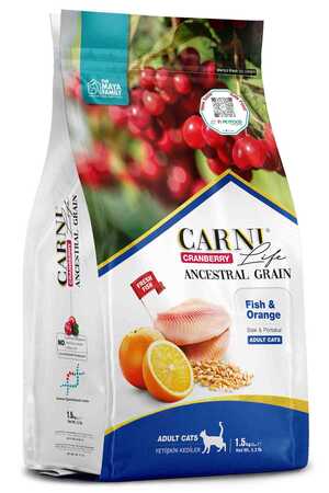 Carni Life Cranberry Ancestral Grain Balık ve Portakal Yetişkin Kedi Maması 1,5kg - Thumbnail