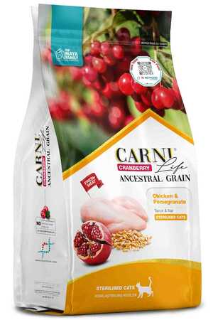 CARNI - Carni Life Cranberry Ancestral Grain Tavuk ve Nar Kısırlaştırılmış Kedi Maması 5kg