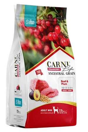 CARNI - Carni Life Cranberry Ancestral Grain Sığır ve Erik Mini Irk Yetişkin Köpek Maması 2.5kg