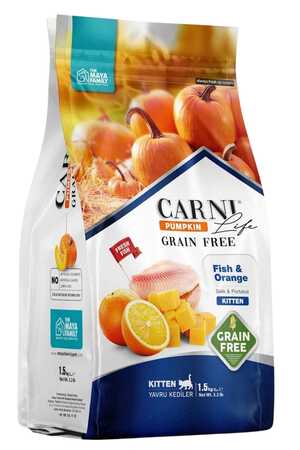 CARNI - Carrni Life Pumpkin Tahılsız Balık ve Portakal Yavru Kedi Maması 1,5kg
