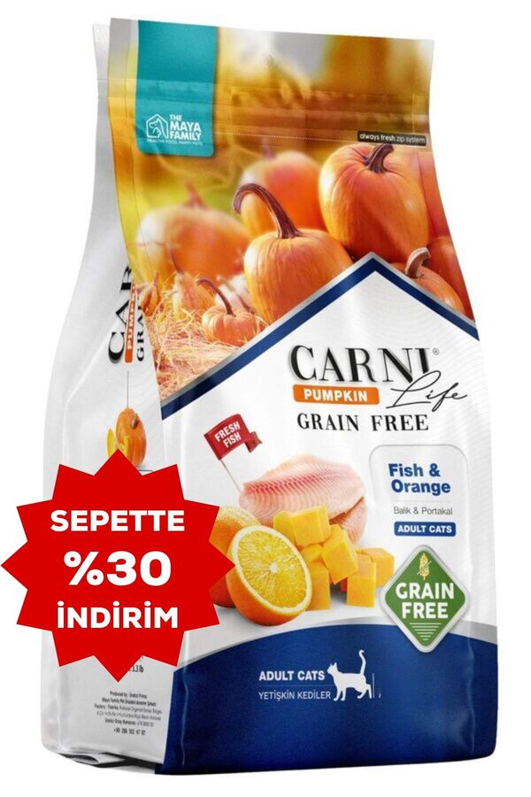 Carni Life Pumpkin Tahılsız Balık ve Portakal Yetişkin Kedi Maması 5kg