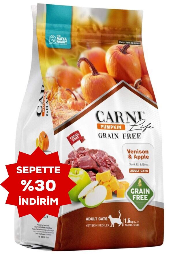 Carni Life Pumpkin Tahılsız Geyik ve Elma Yetişkin Kedi Maması 1,5kg