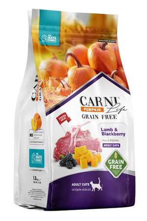 Carni Life Pumpkin Tahılsız Kuzu ve Böğürtlen Yetişkin Kedi Maması 5kg - Thumbnail