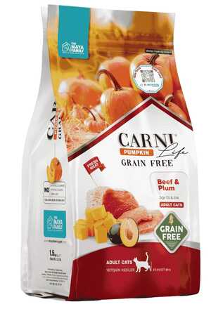 Carni Life Pumpkin Tahılsız Sığır ve Erik Yetişkin Kedi Maması 1,5kg - Thumbnail